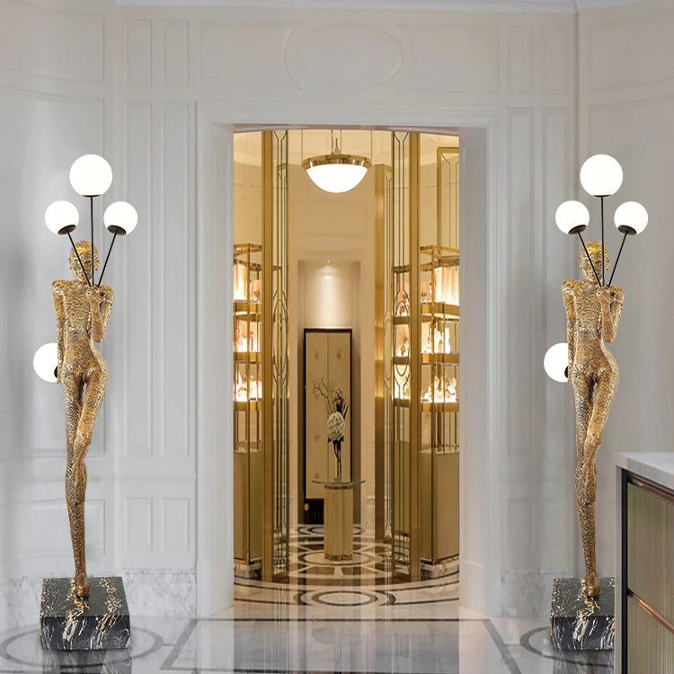 Postmodern Fiberglass Oversize Art Human Sculpture Lamparas Decorativas Light Modern Mall LED Hotel Floor Lamp