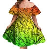 Off Shoulder Layered Ruffle Sleeve Tiered Twirl Dress Hawaiian Hibiscus Flower Printed Mini Dress Vestidos Para Fiesta Hawaiana
