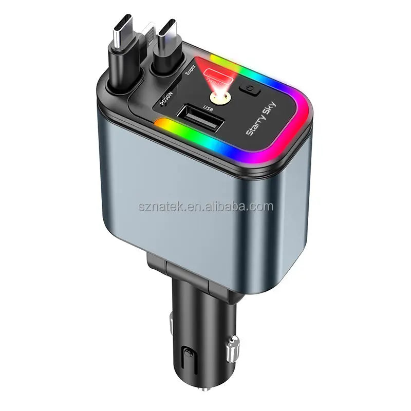 Retractable Car Charger, 4 in 1 Super Fast Vehicle Phone Charger Adapter, Auto Cellphone Charging Accessories