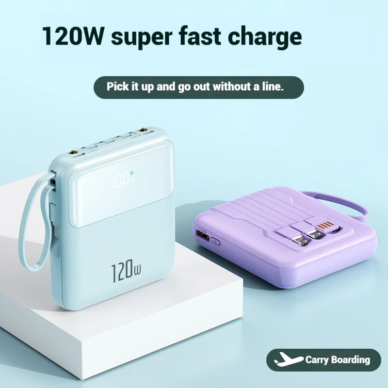 High Quality OEM Custom logo  Products 22.5W Fast Charging With Cable TYPE-C PD20W Mini Portable Powerbank 10000mAh Power Banks