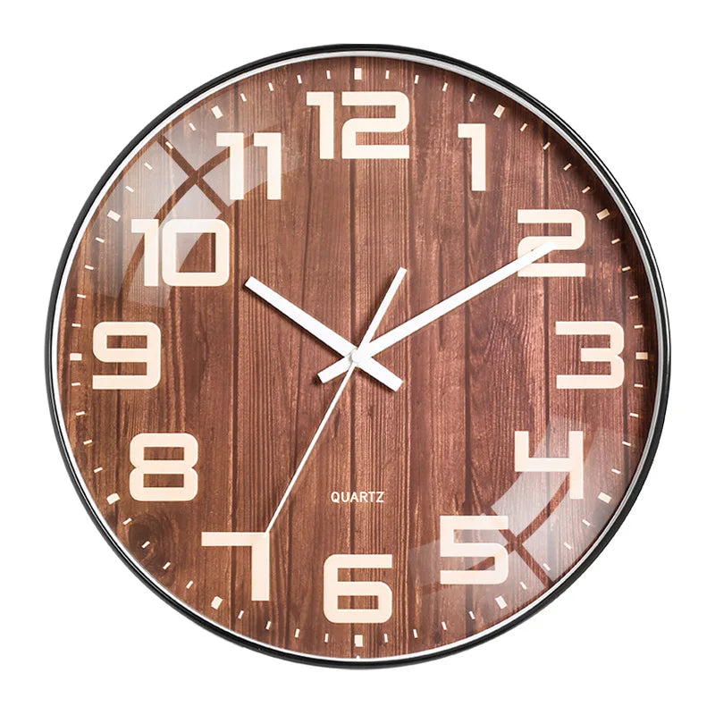 Modern Round Black Plastic Black Wall Clock  Manufacturer with Quartz Movement Custom Logo Simple Needle Display for Living Room