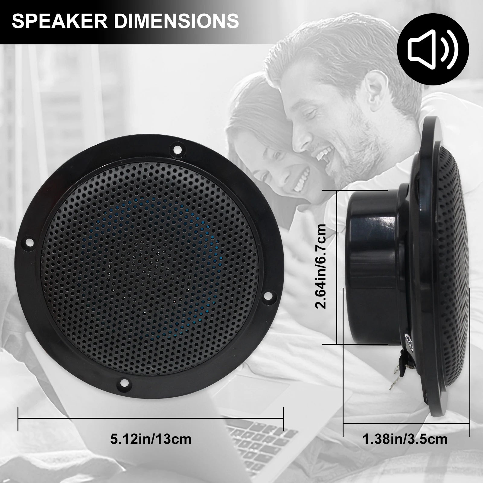 STUDIOFINIX 2PCS 4" Waterproof Ceiling Bluetooth Speakers - 160W Marine Speaker Kit for Bathroom Kitchen Home Outdoor Camper