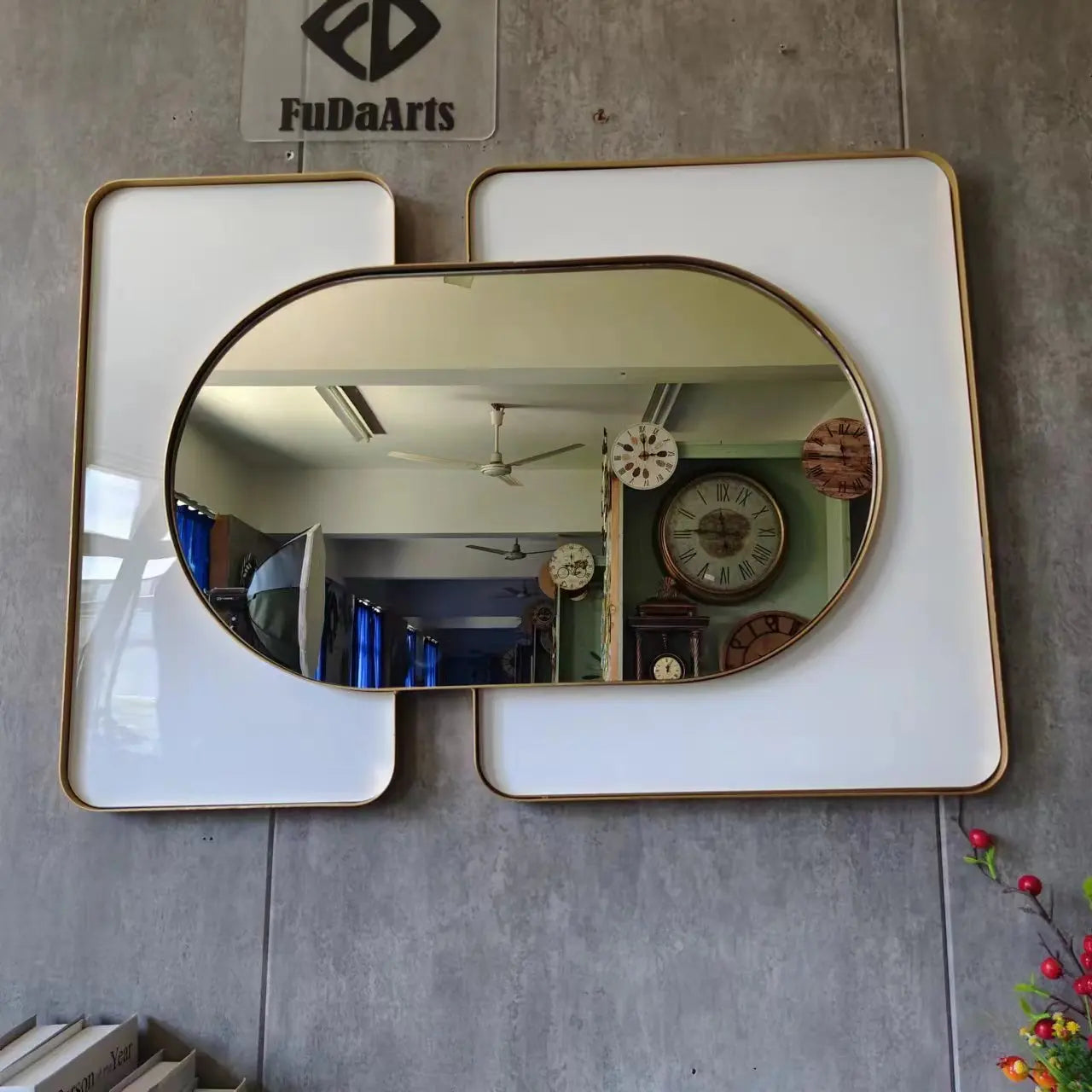 80x60CM Factory Price Large Modern Gold Metal Frame Wall Art Living Room Home Decor Hanging Mirror for Sale Dropshipping DDP