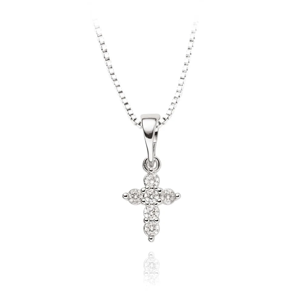 Foxi Fashion Minimal Jewelry 18k Gold Diamond Mini Cross Pendant Necklace for Women