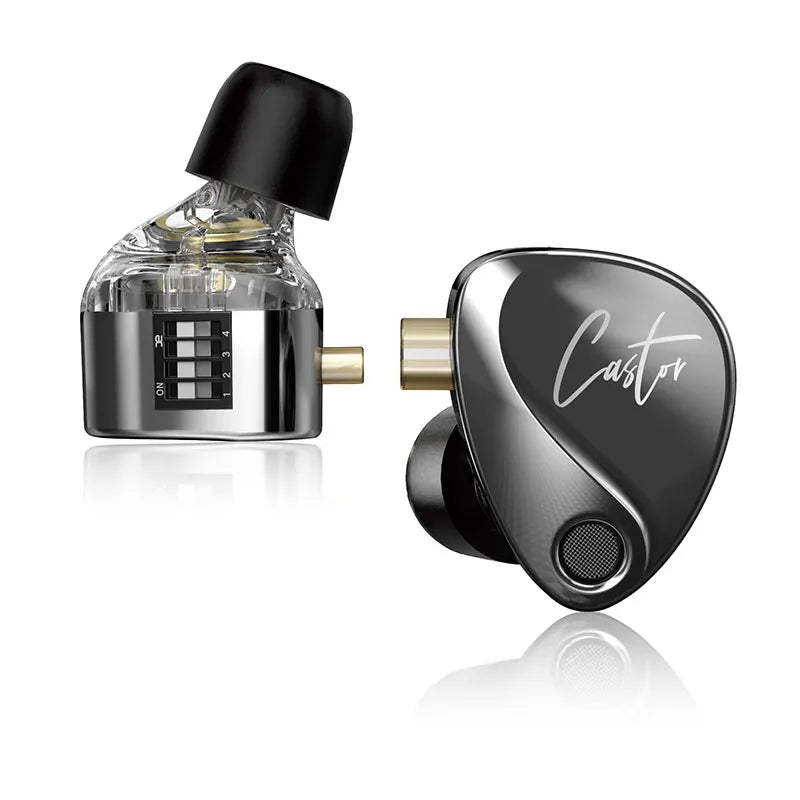 KZ Castor in Ear HiFi Earphone 2DD Dynamic High-End Tunable Balanced Armature Earphones Monitor Wired Earphones With Mic Earbuds