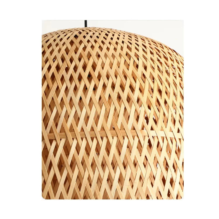 Handmade Round Rattan Shade Chandelier Natural Bamboo Pendant Lighting Wicker Chandeliers for Hotel Restaurant Bar Home Decor