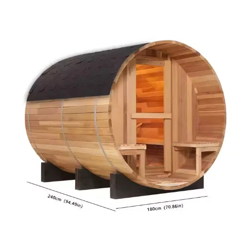 Outdoor Traditional Steam Barrel Traditional Steam Sauna Red Cedar Outdoor Sauna Room 4 Person