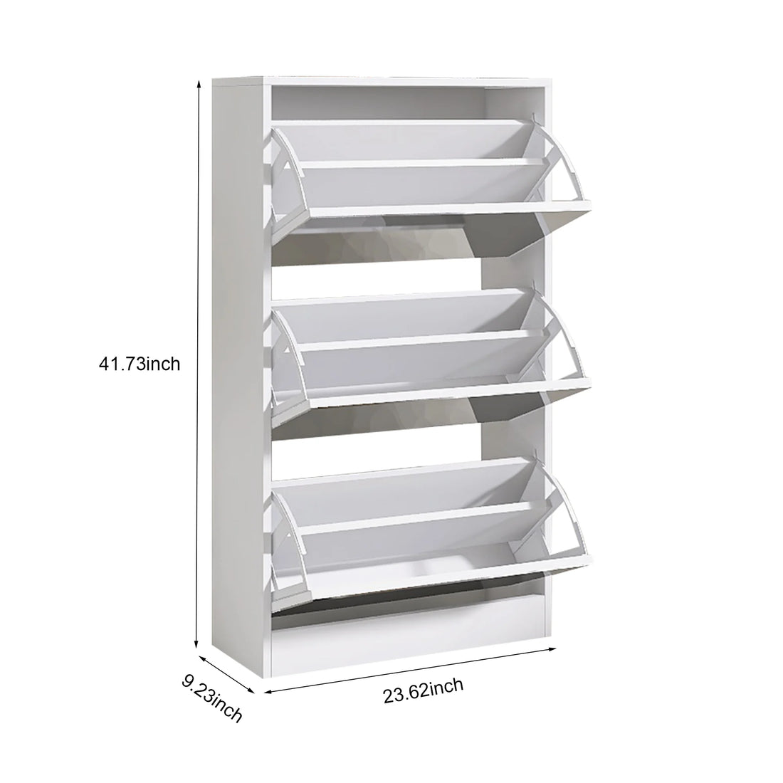 Modern Narrow Convertible Shoe Storage Cabinet Mirror MDF+Glass Slim 3-Tier Shoe Rack for Living Room Apartment Home Furniture