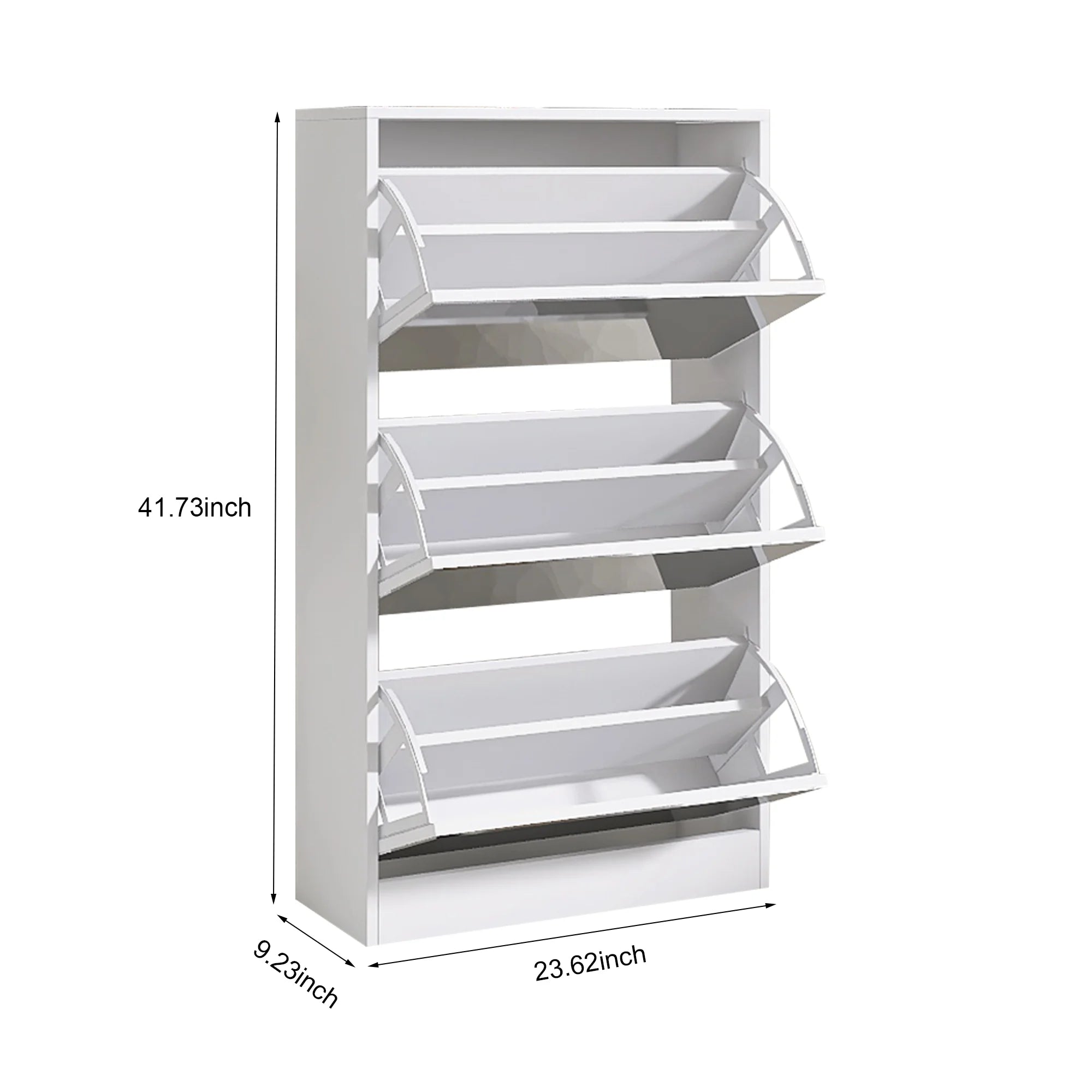 Modern Narrow Convertible Shoe Storage Cabinet Mirror MDF+Glass Slim 3-Tier Shoe Rack for Living Room Apartment Home Furniture