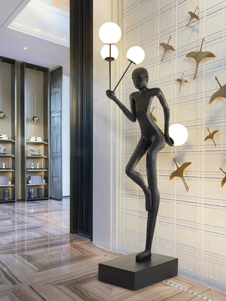 Postmodern Fiberglass Oversize Art Human Sculpture Lamparas Decorativas Light Modern Mall LED Hotel Floor Lamp
