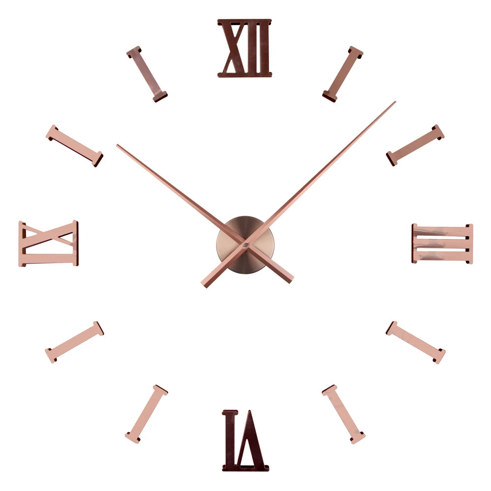 ATOMIC Wall Clock Mirror Wall Sticker Clocks Home Decor Quartz Modern big size clock with 3D Roman Numbers and long hands
