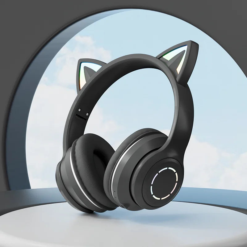 Cheap  BT 5.0 Audifonos Gamer Wireless Gaming Headsets Cat Ear Cute Headphones for Girls Auriculares Bluetooth Earphones