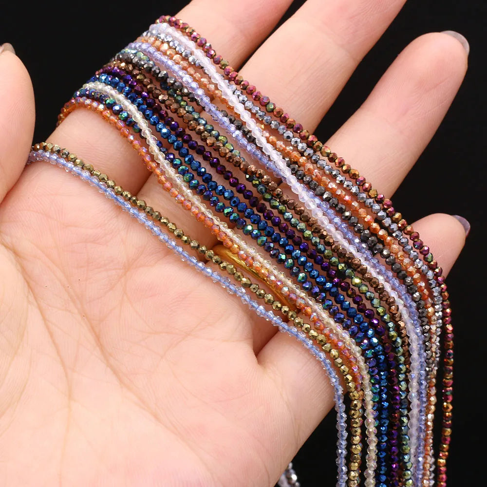 Natural Semi-Precious Stone Crystal Quartz Loose Beads Plating Color 2mm for Jewelry Making DIY Bracelet Necklace Lenght 38cm