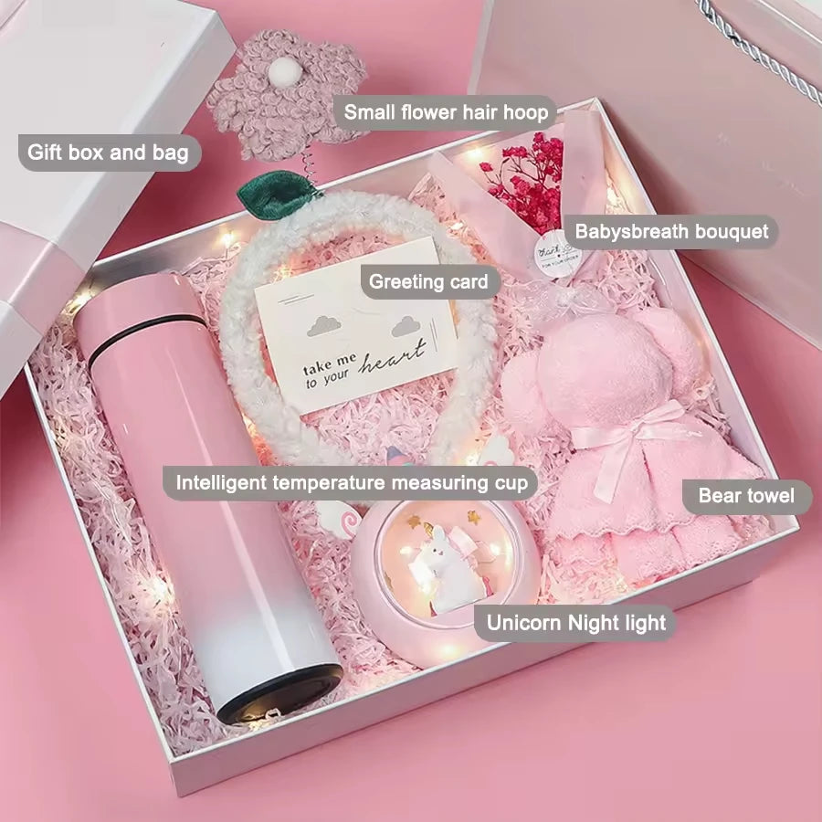 Hot Selling Custom Logo Gift Box Set Thermostatic Cup Vaccum Flask Ceramic Tea Coffee Mug for Mothers Day Valentine Wedding