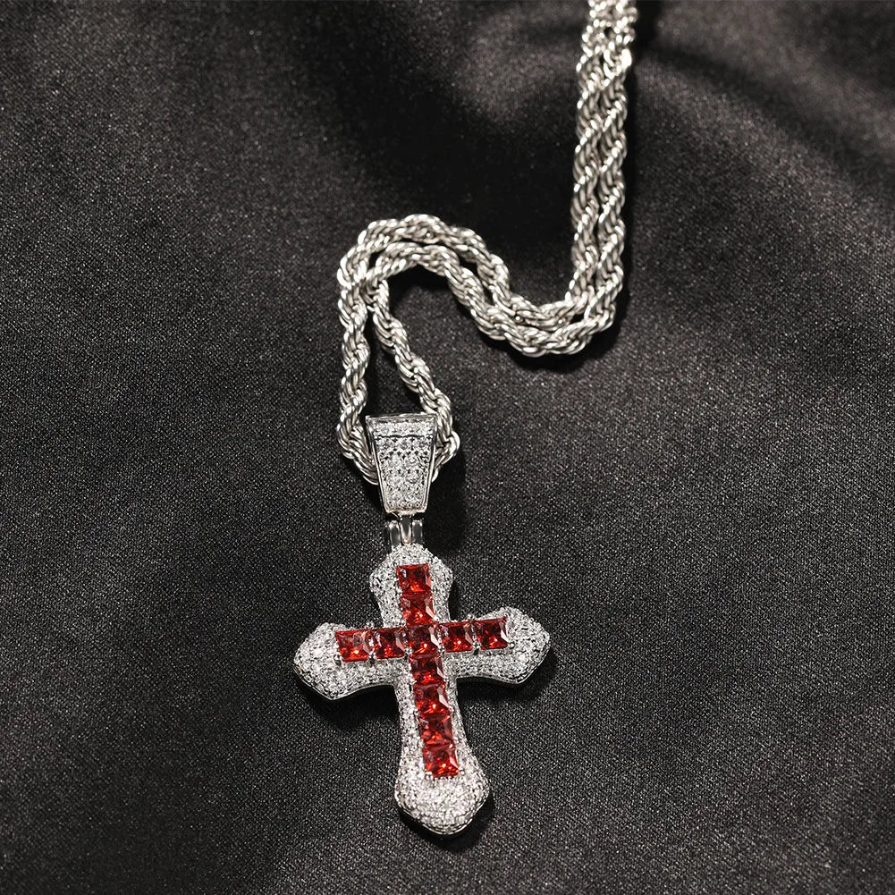 High Quality Hip-hop Cross Necklace for Men and Women Light Luxury Micro Paved Zircon Cross Pendant Necklace Wholesale