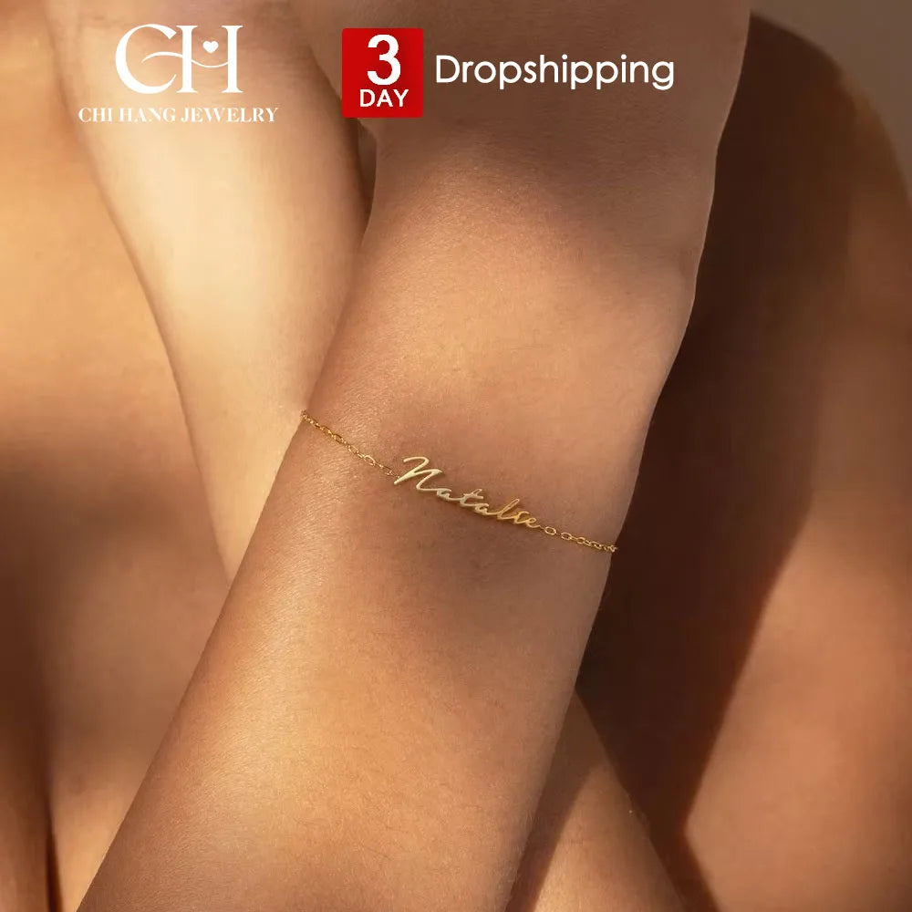 Customized Name Bracelet for Women Personalized Stainless Steel Letter Gold Color Classic Jewelry DropshippingSupportedContent