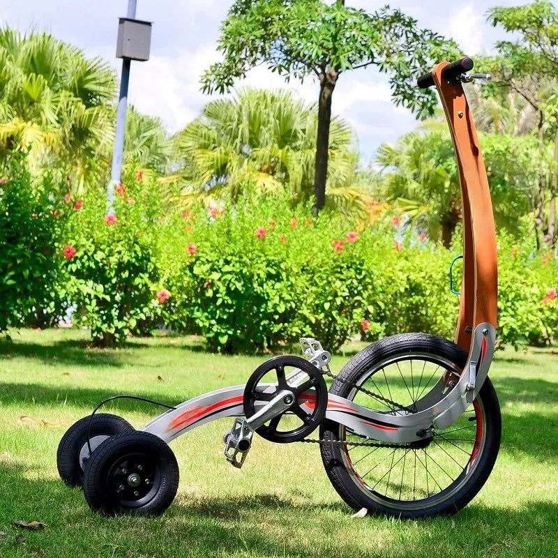 20 Inch Uniquely Designed Standing Bike Three-Wheeled Stand-Up Half Bike Creative Fitness Cycling Freestyle Bike