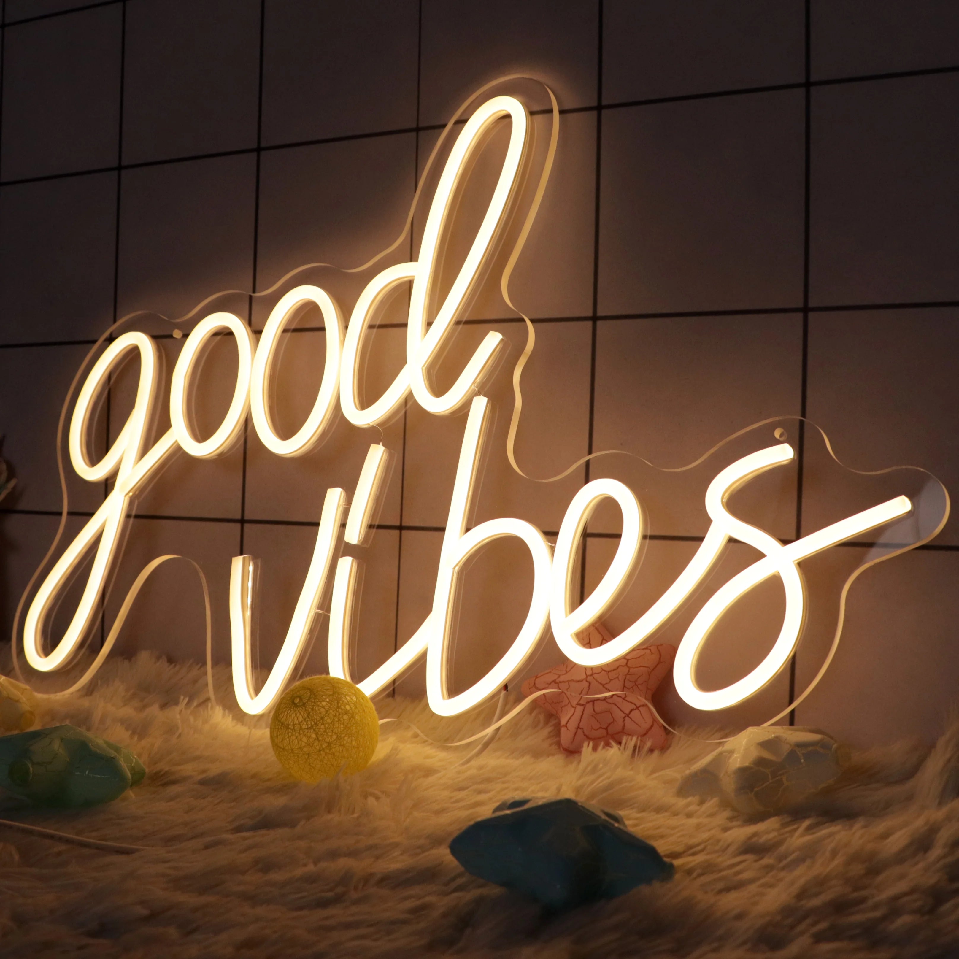 Free Shipping From US Warehouse Goods Vibes Neon Sign Neon Sign Custom Wall Décor bar Neon Wall Light USB LED