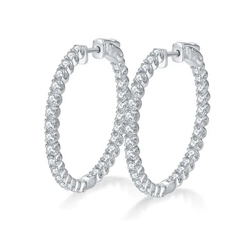 Silver 925 Original Total 3 Carat Brilliant Cut Diamond Test Past D Color Moissanite Hoop Drop Earrings for Party Fine Jewelry