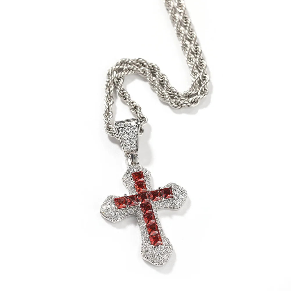 High Quality Hip-hop Cross Necklace for Men and Women Light Luxury Micro Paved Zircon Cross Pendant Necklace Wholesale