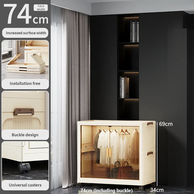 55-85CM Multifunctional Wardrobe Thickened And Movable Cabinet Suitable For Organizing In Children'S And Babies' Bedrooms