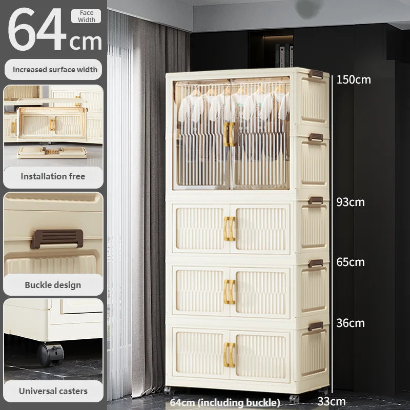 55-85CM Multifunctional Wardrobe Thickened And Movable Cabinet Suitable For Organizing In Children'S And Babies' Bedrooms