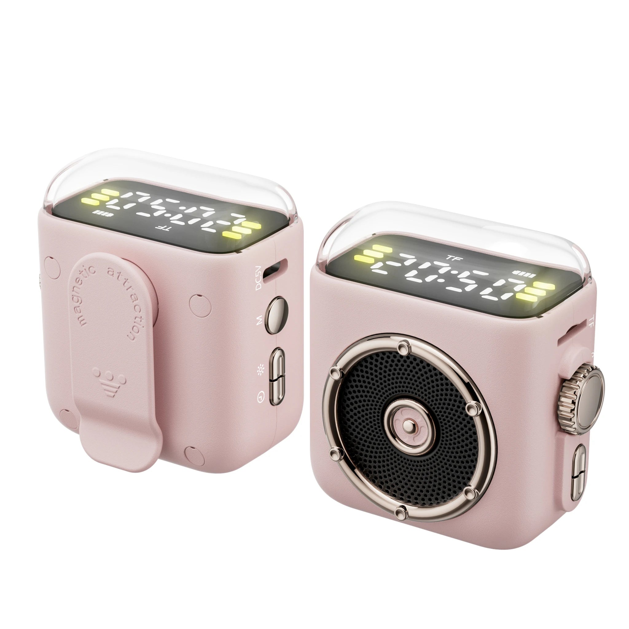 Gadgets 2025 New Arrival Back Clip Magnetic Stylish BT Speaker Multifunctional With Night Light Time Show Music Speaker for Gift