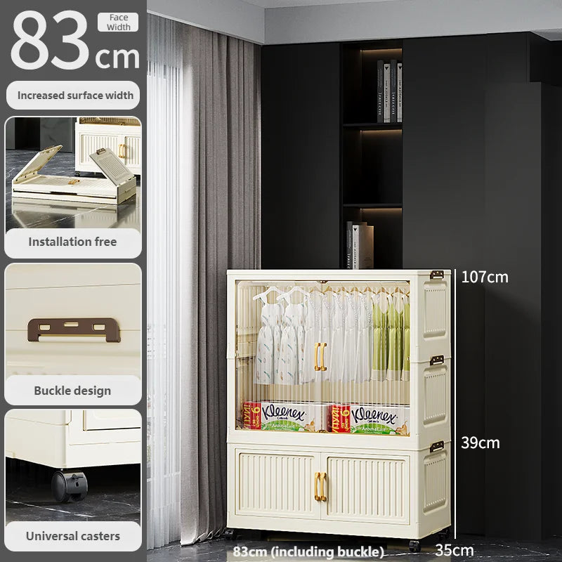55-85CM Multifunctional Wardrobe Thickened And Movable Cabinet Suitable For Organizing In Children'S And Babies' Bedrooms