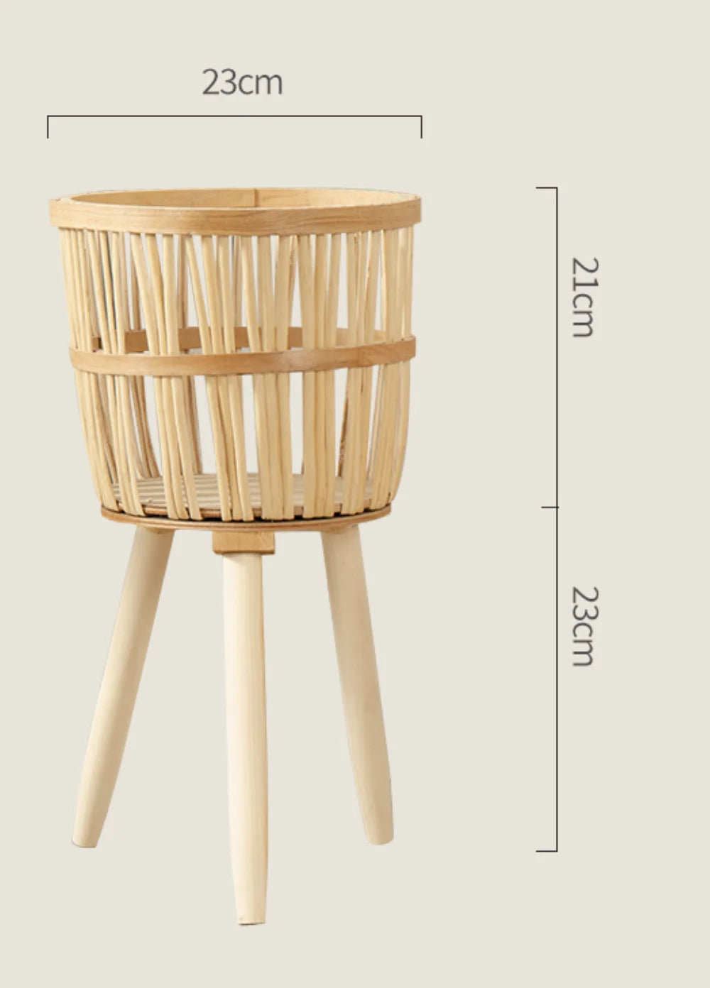 RTS Bamboo Woven Flower Pot Wood Plant Stand Wicker Rattan Plant Basket for Home Decor Balcony Living Room Functional Floor Vase