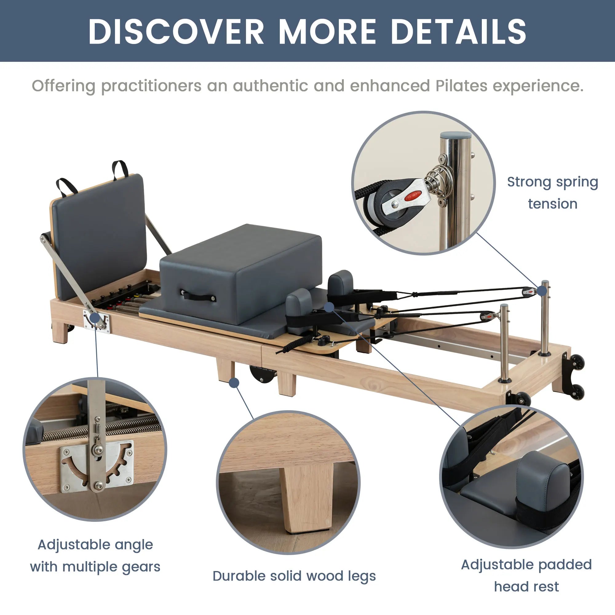 Wholesales Premium Foldable Wood Pilates Reformer Space Saving Folding Reformer Pilates