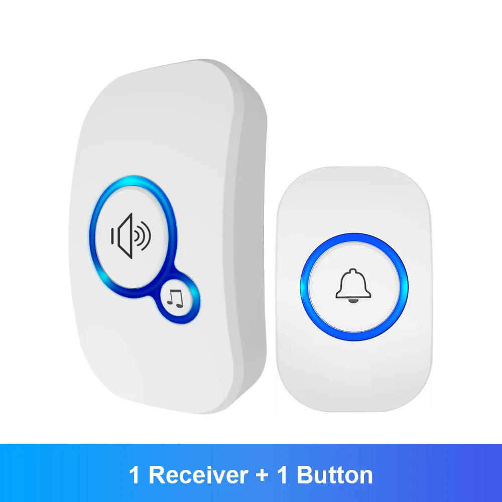 Fuers Wireless Smart Doorbell Home Security Alarm Welcome Doorbell LED Light 32 Songs with Waterproof Button easy Installation