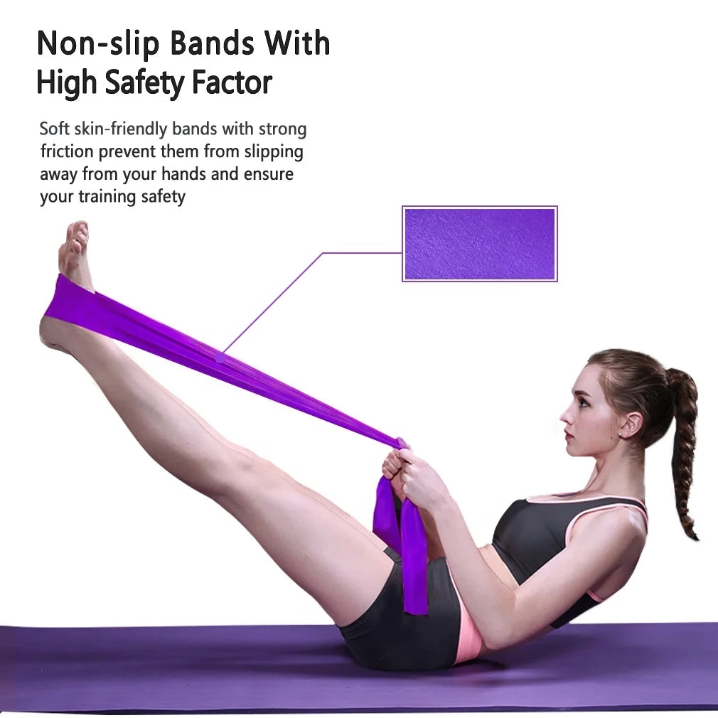 Custom Resistance Exercise Band TPE Latex Yoga Pilates Elastic Stretching Band Gym Exercise Fitness Bands Set Workout Home