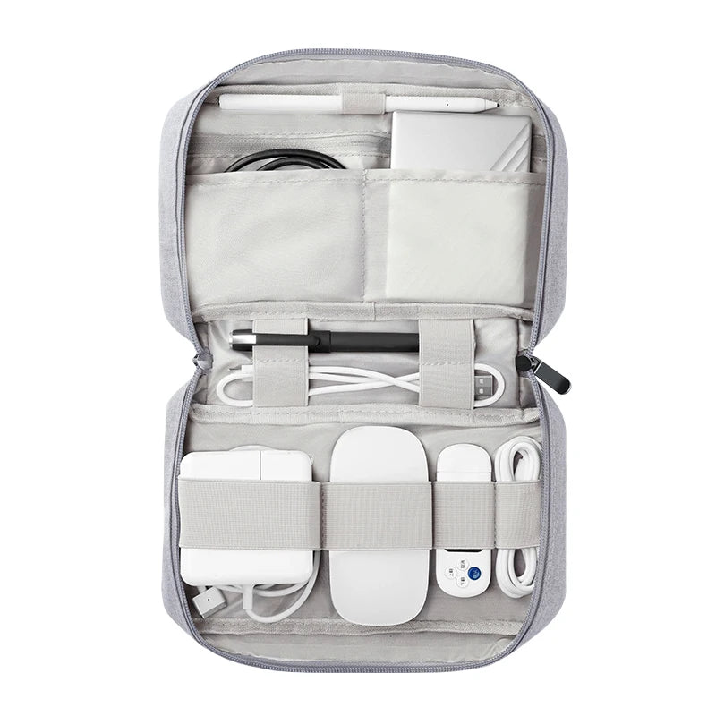 For Electronic Cable Organizer Accessories Storage Bag Elastic Holder for Charger Pencil Mouse Power Banks Zipper Pouch Bag