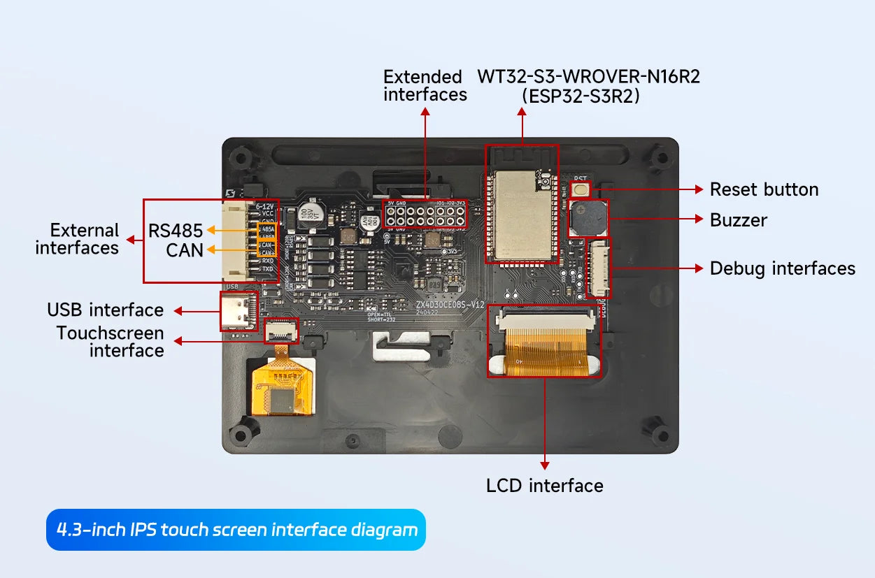 4.3 Inch ESP32 Lcd Touch Screen Esp32s3 Display  Esp32 S3 Lcd Board Smart Displays with Wifi Module Used in Smart Home