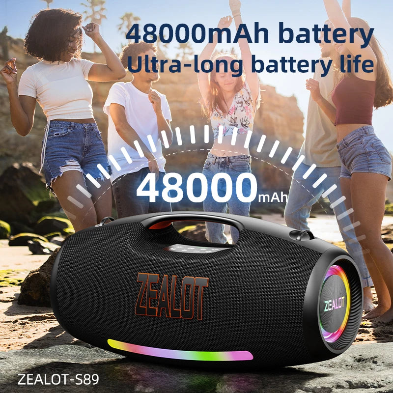 ZEALOT S89 250W Powerful Speaker with 2 Wireless Microphones, RGB Lights with Shoulder Strap, Perfect for Home & Outdoor Party