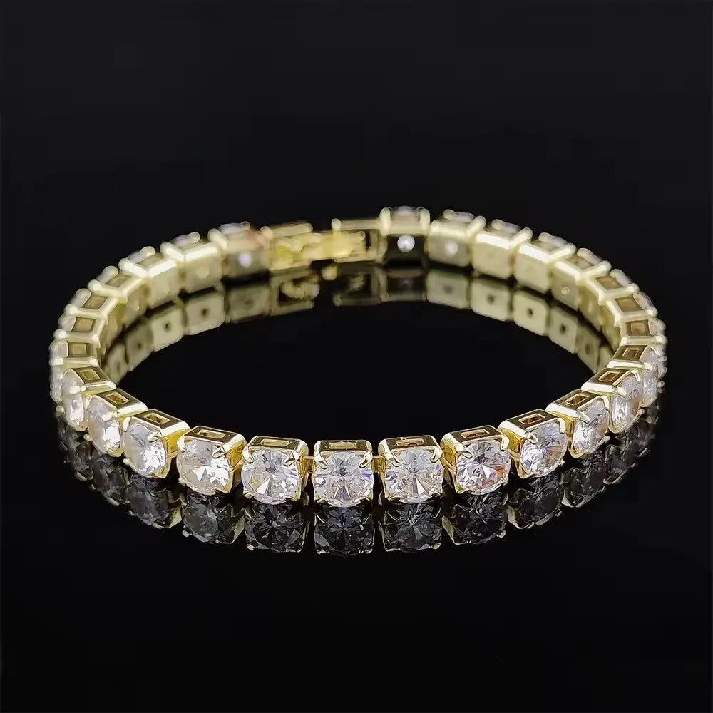 Trendy Classic Luxury Cubic Rhinestone Western Fashion Jewelry Women's 18K Gold Plated Brass Bracelet