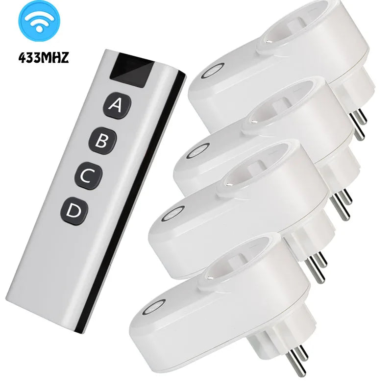 Wireless Remote Control Switch Electrical Outlet Smart EU Wall Socket and 433mhz Transmitter 220V 15A Plug for LED/Light/Lamp