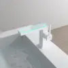 Modern LED White Brass Deck Mounted Electric Basin Single-Hole Water Mixer Tap Digital Temperature Display for Bedroom Bathroom