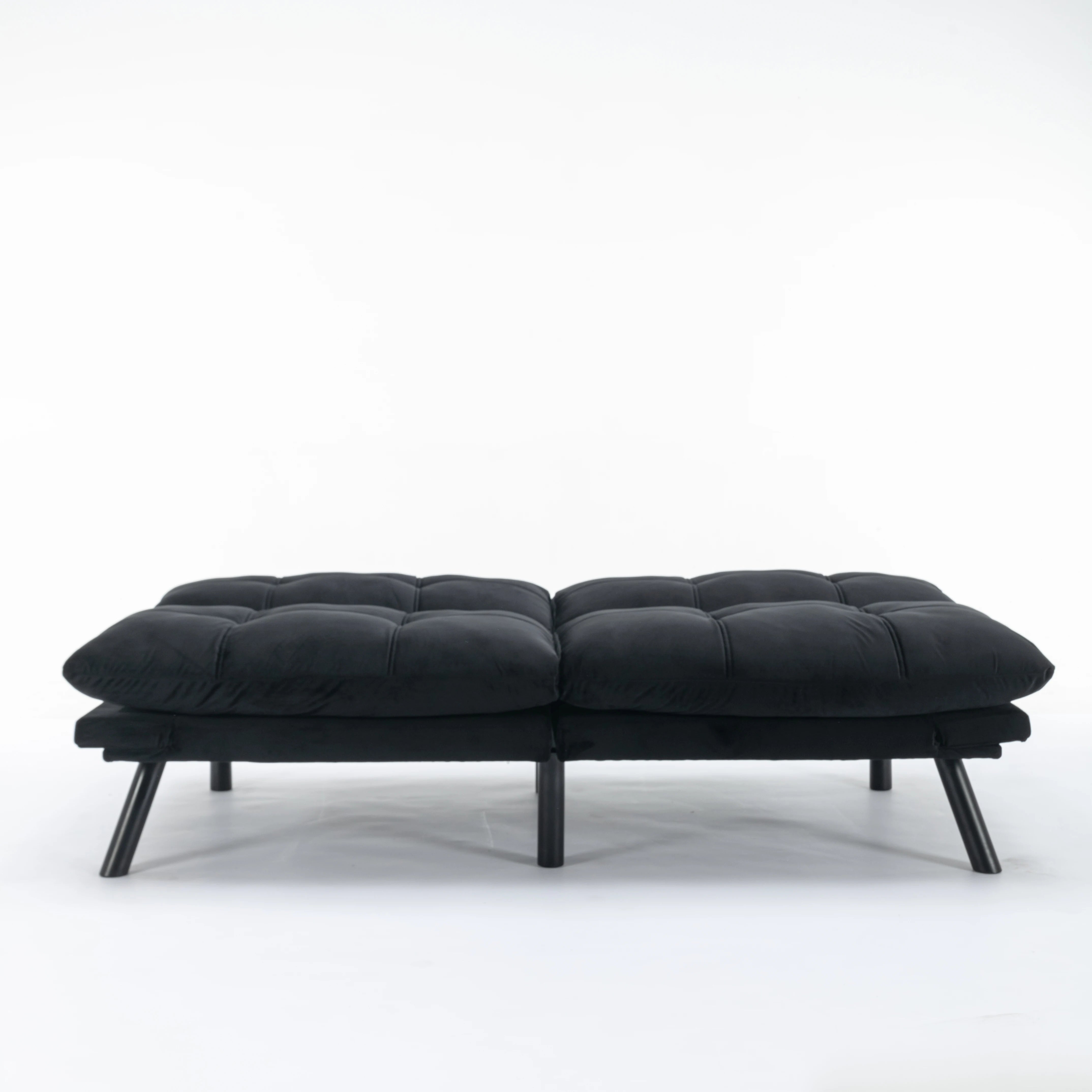 Convertible Folding Sofa Bed 2-Seater Modern Upholstered Sleeper Adjustable Armrests Backrest Space-Saving Twin Apartment