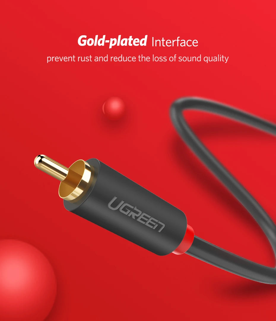 UGREEN RCA Stereo Cable 2 RCA Male to 2RCA Male Stereo Audio Cable for Home Theater HDTV Amplifiers Hi-Fi Systems Audio Cable