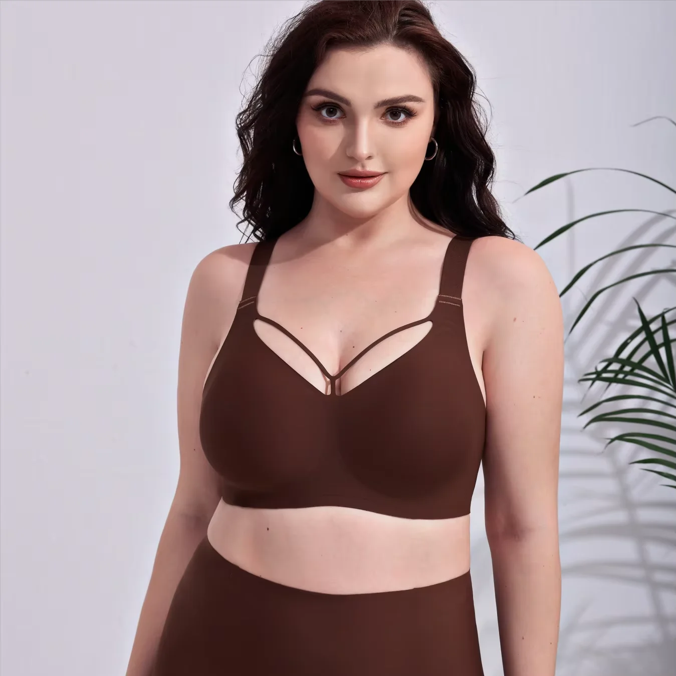 Nude Tone 4XL Wireless Bra - Seamless Jelly Support Minimizer for Full Bust Side Smoothing No-Dig Bralette with Skin Tone