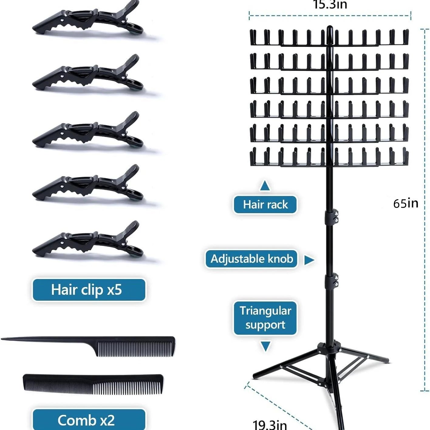 Factory Cheaper Foldable Adjustable Braiding Hair Rack Stand Precision-Made China Hair Storage Hair Extension Holder