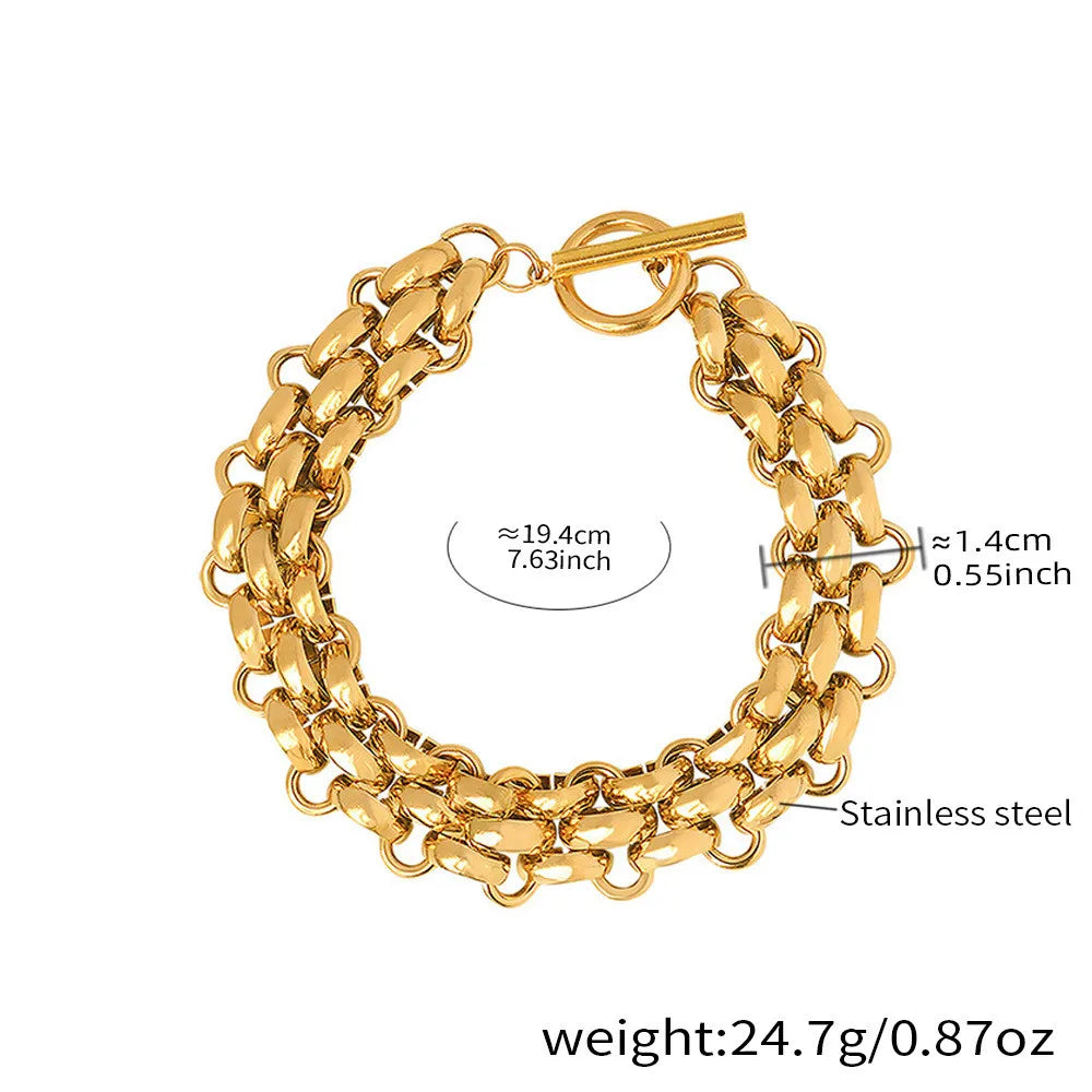 Fenny Wholesale 18K PVD Plated Retro Chunky Statement Toggle Link Choker Chain Stainless Steel Necklace for Women