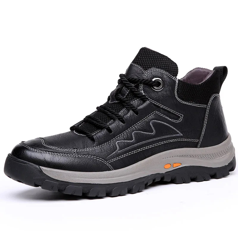 High Quality Men Genuine Leather Shoes Outdoor Casual Shoes Warm Waterproof Men's Trekking Sneakers Outdoor Men Hiking Shoes