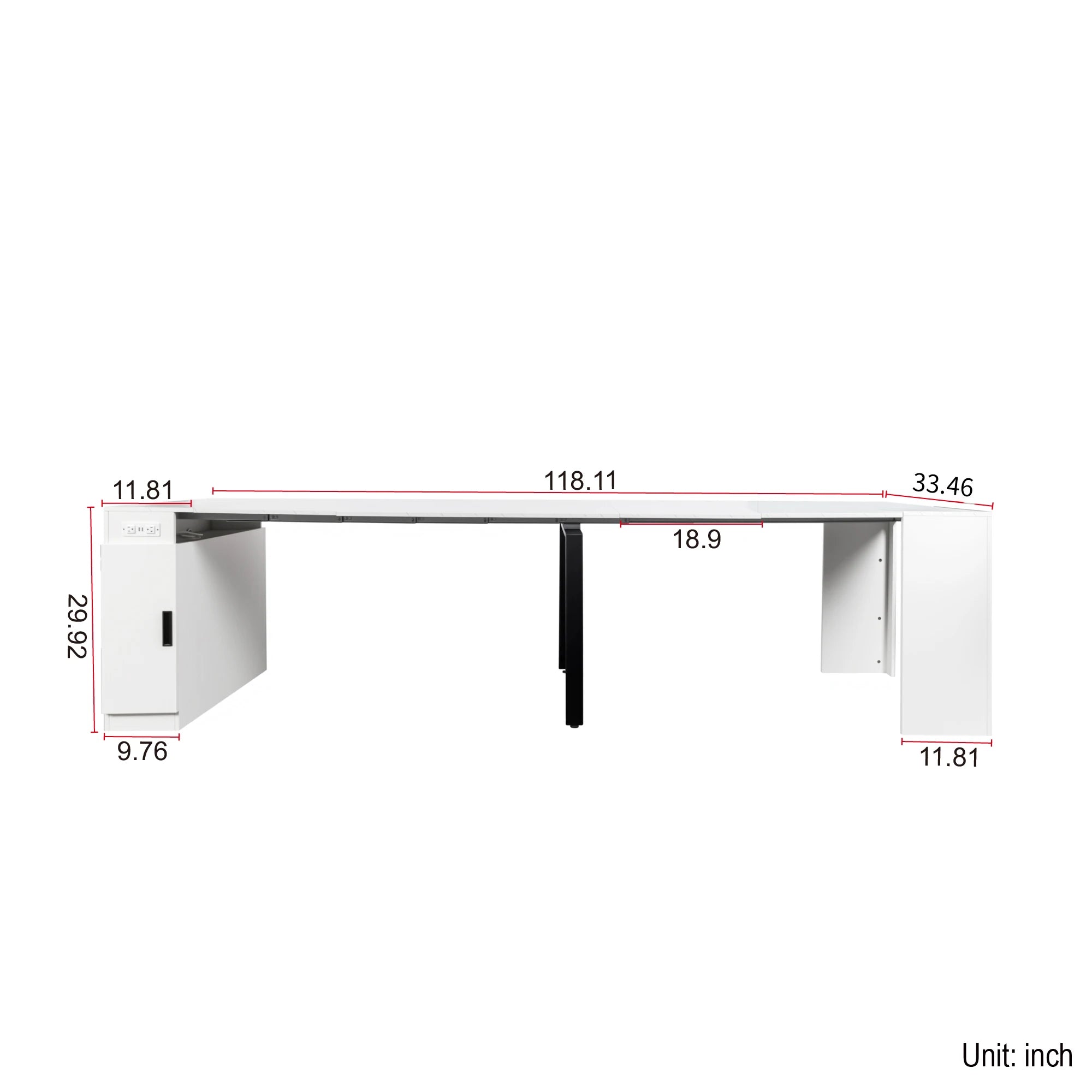 Modern Multifunctional Extendable Dining Table With Outlet Space Saving Expanding Table with Storage Party+Weddings+Meetings