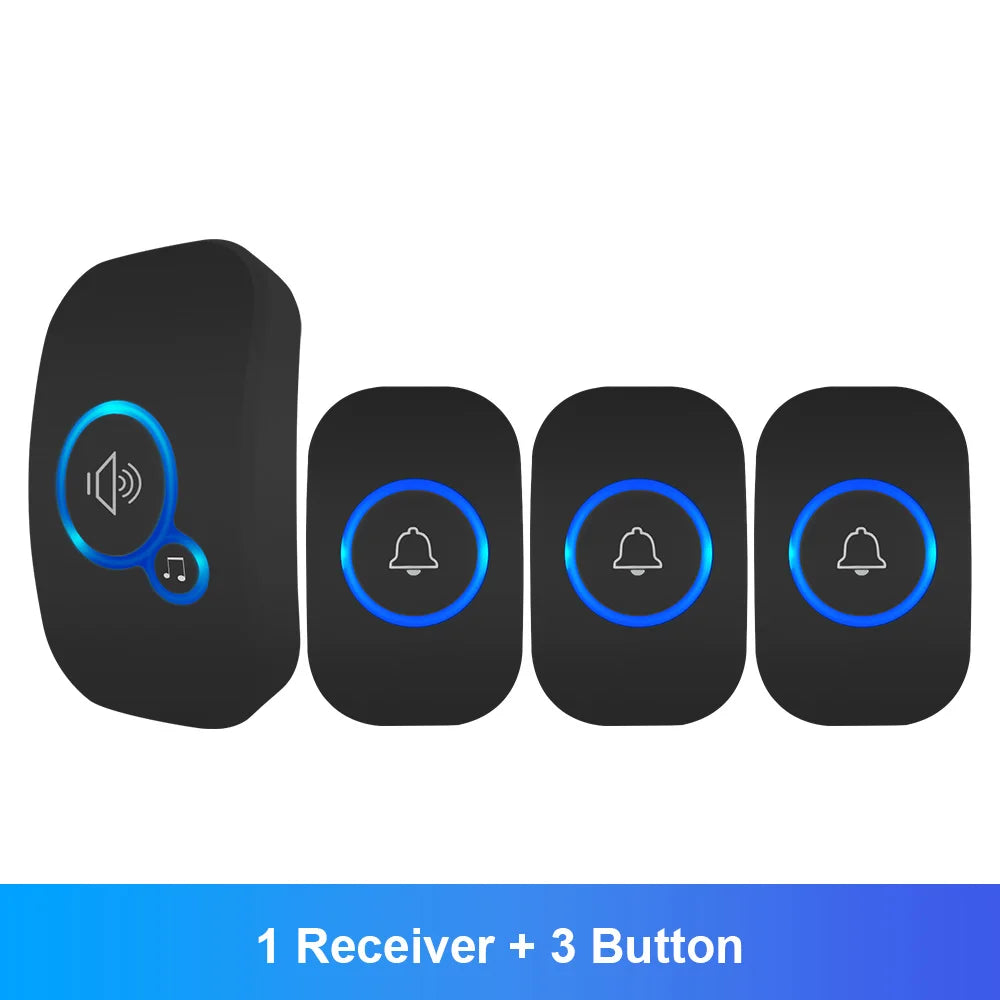 Fuers Wireless Smart Doorbell Home Security Alarm Welcome Doorbell LED Light 32 Songs with Waterproof Button easy Installation
