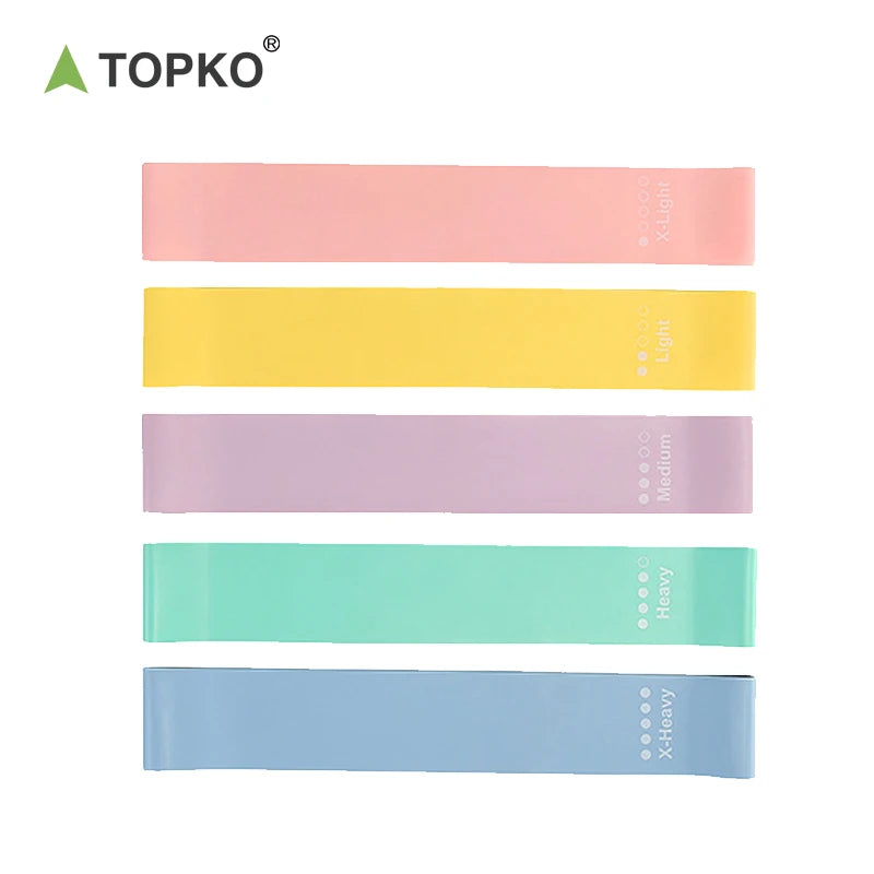 TOPKO in Stock 5 Pieces Different Level Natural Latex Resistance Loop Band Elastic Fitness Resistance Loop Fitness Bands Set