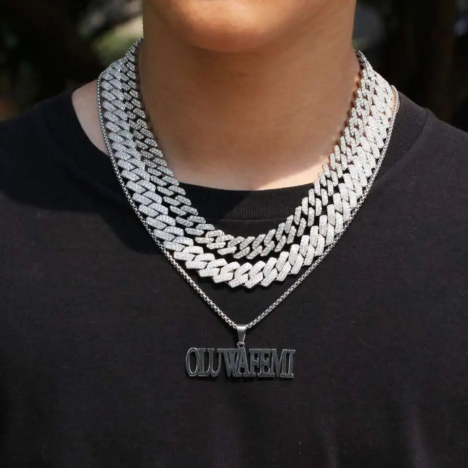 Hip Hop 14mm CZ Cuban Link Chain Miami Choker Necklace with AAA Cubic Zirconia Iced Out Jewelry-Fashionable Chains