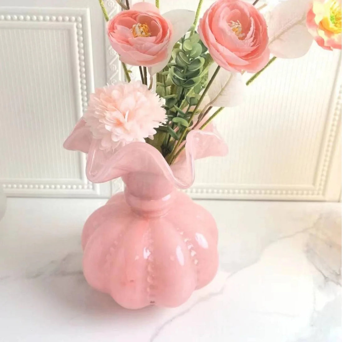 Fenton Vase French High Borosilicate Glass Flower Ware Vintage Handmade Home Decoration Table Art Pink Glass Vase