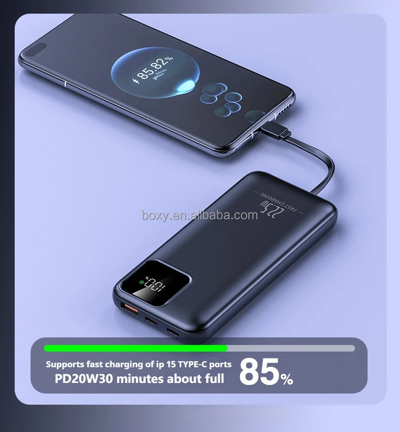 Wholesale PD22.5W Fast Charging 20000Mah  Power Bank With Led Digital Display Travel Phone Power Banks USB Fast Portable Charger